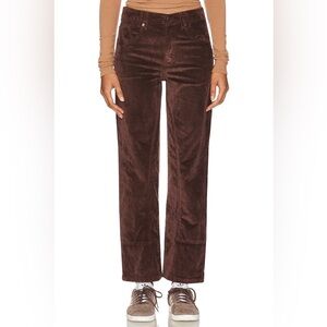 FREE PEOPLE We The Free Risk Taker Cord Straight Leg Jeans Chocolate Truffle